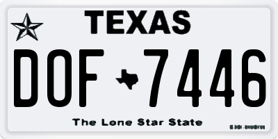 TX license plate DOF7446