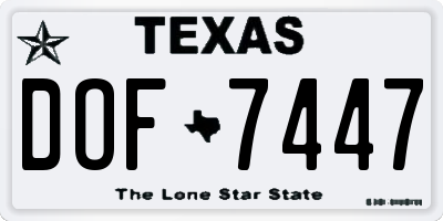 TX license plate DOF7447