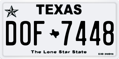 TX license plate DOF7448