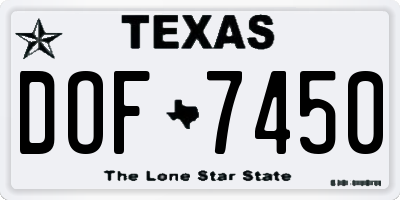 TX license plate DOF7450