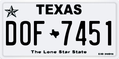 TX license plate DOF7451