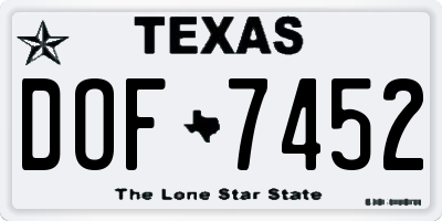 TX license plate DOF7452