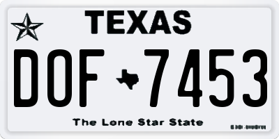 TX license plate DOF7453