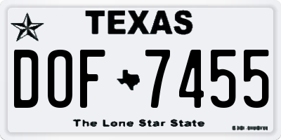 TX license plate DOF7455