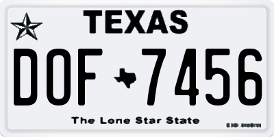 TX license plate DOF7456