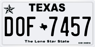 TX license plate DOF7457