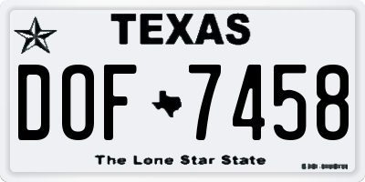 TX license plate DOF7458