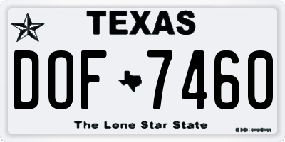 TX license plate DOF7460