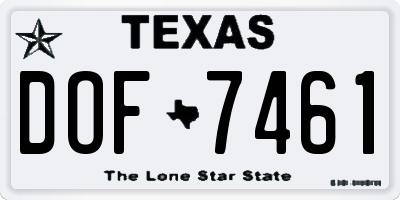 TX license plate DOF7461