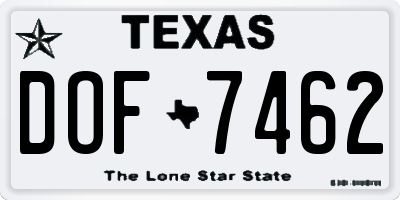 TX license plate DOF7462