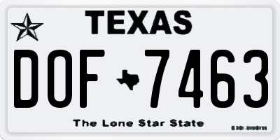 TX license plate DOF7463
