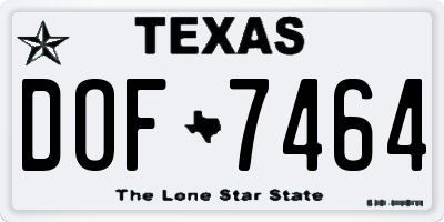 TX license plate DOF7464