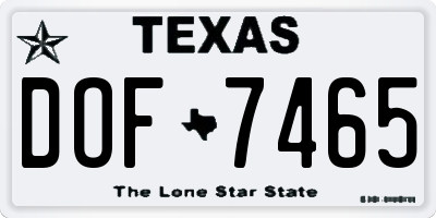 TX license plate DOF7465