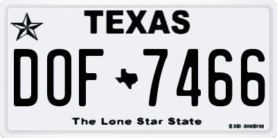 TX license plate DOF7466