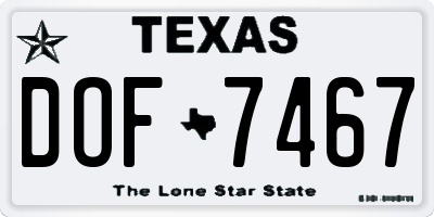 TX license plate DOF7467