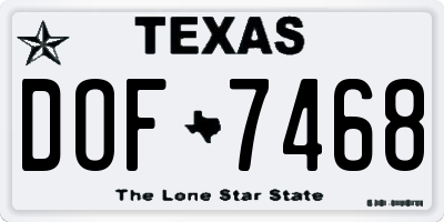 TX license plate DOF7468
