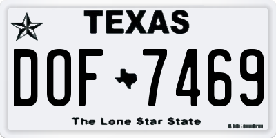 TX license plate DOF7469