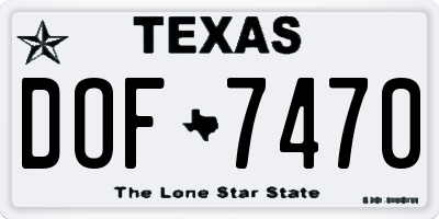 TX license plate DOF7470