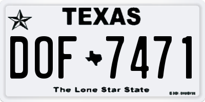 TX license plate DOF7471