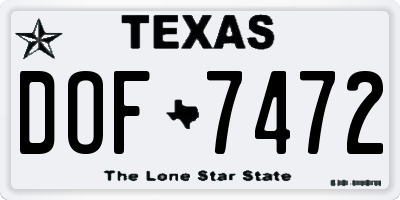 TX license plate DOF7472
