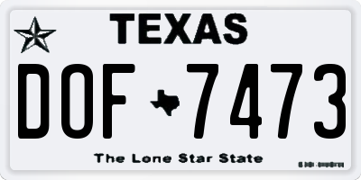 TX license plate DOF7473