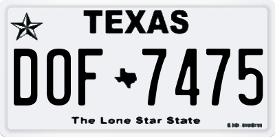 TX license plate DOF7475