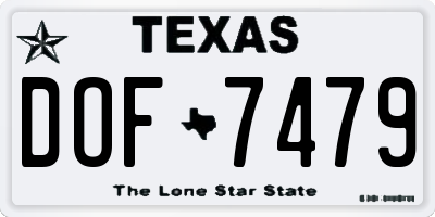 TX license plate DOF7479