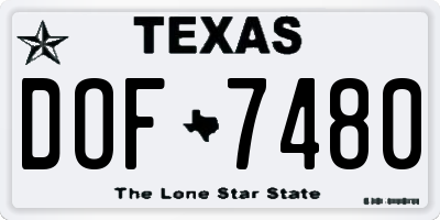 TX license plate DOF7480