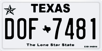 TX license plate DOF7481