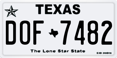 TX license plate DOF7482