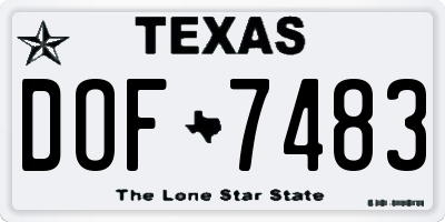 TX license plate DOF7483