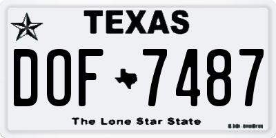 TX license plate DOF7487