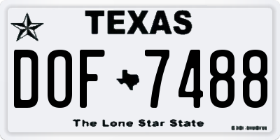 TX license plate DOF7488