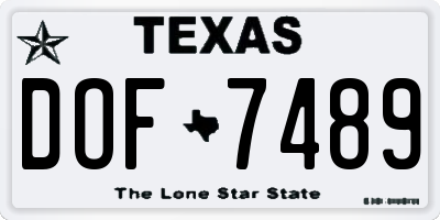 TX license plate DOF7489