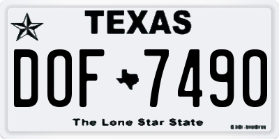 TX license plate DOF7490