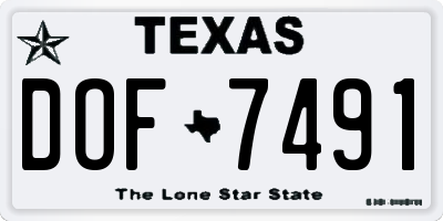 TX license plate DOF7491