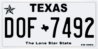 TX license plate DOF7492