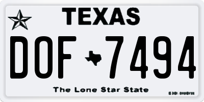 TX license plate DOF7494