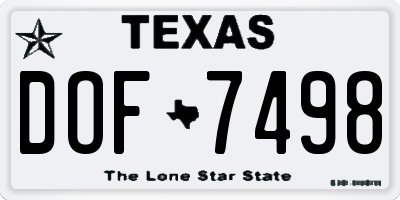TX license plate DOF7498