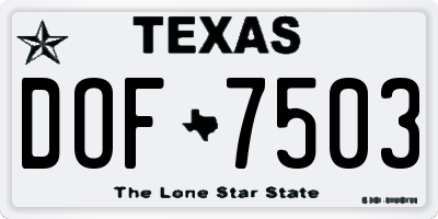 TX license plate DOF7503