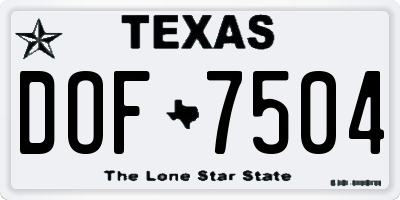 TX license plate DOF7504