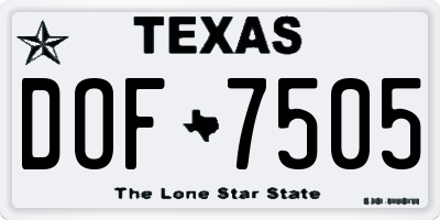 TX license plate DOF7505