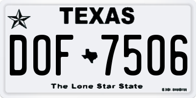 TX license plate DOF7506