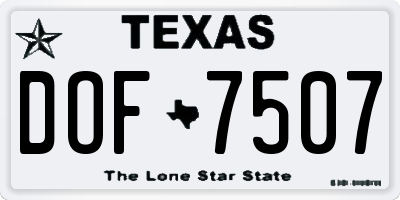 TX license plate DOF7507