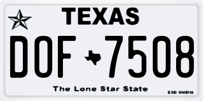 TX license plate DOF7508