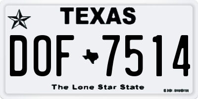 TX license plate DOF7514
