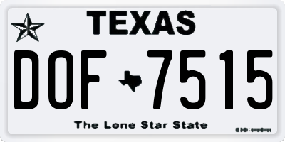 TX license plate DOF7515