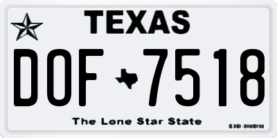 TX license plate DOF7518