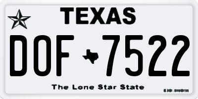 TX license plate DOF7522