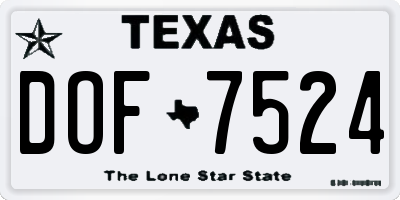 TX license plate DOF7524